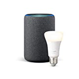 Echo Plus (2. Gen.), Anthrazit Stoff + Philips Hue White LED-Lampe