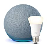 Echo (4. Generation), Blaugrau + Philips Hue White LED-Lampe