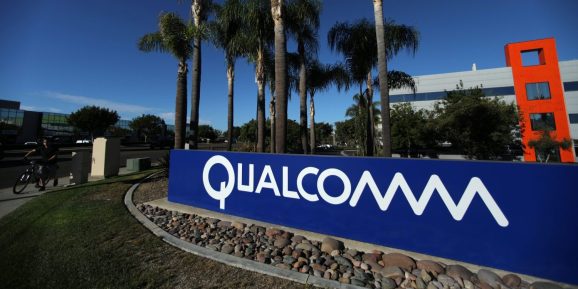 A sign on the Qualcomm campus is seen in San Diego, California, U.S. November 6, 2017.
