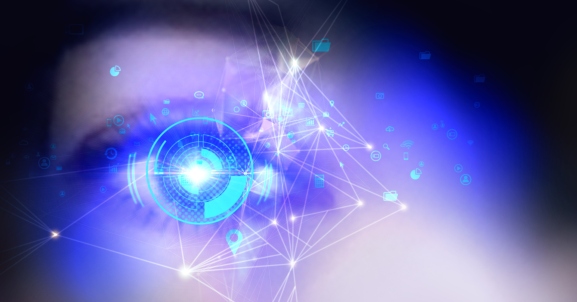 Biometric security scan. Concept of metaverse security