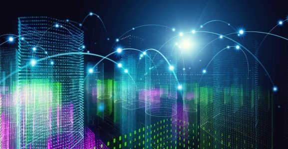Smart city concept. Communication network. 5G.