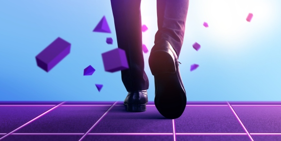 Business person Steps into Future.
