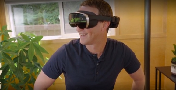 Meta CEO Mark Zuckerberg shows off Holocake 2 VR prototype.