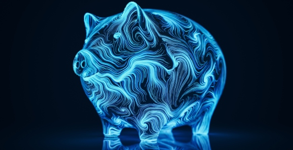 Abstract digital piggy bank. Cloud ransomeware concept.