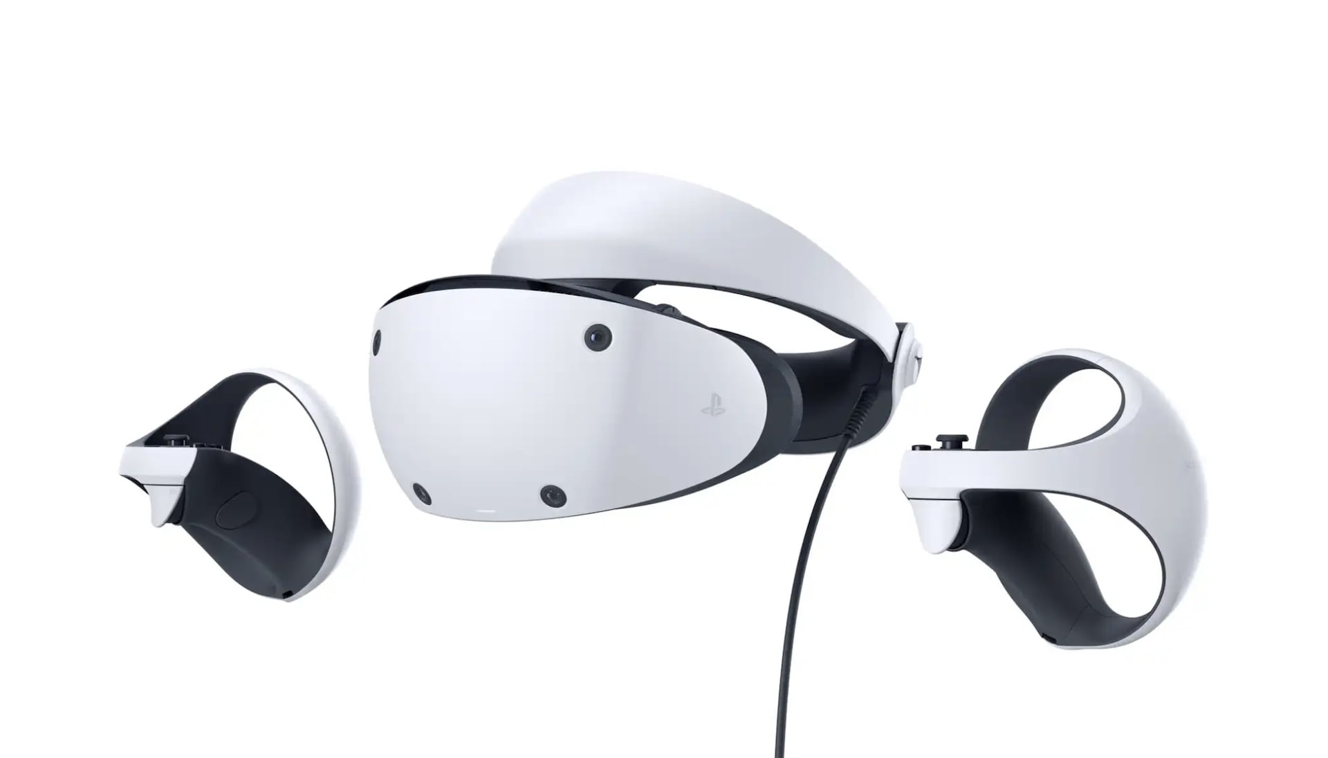 Ein Rendering der Playstation VR 2 und Sense-Controller.