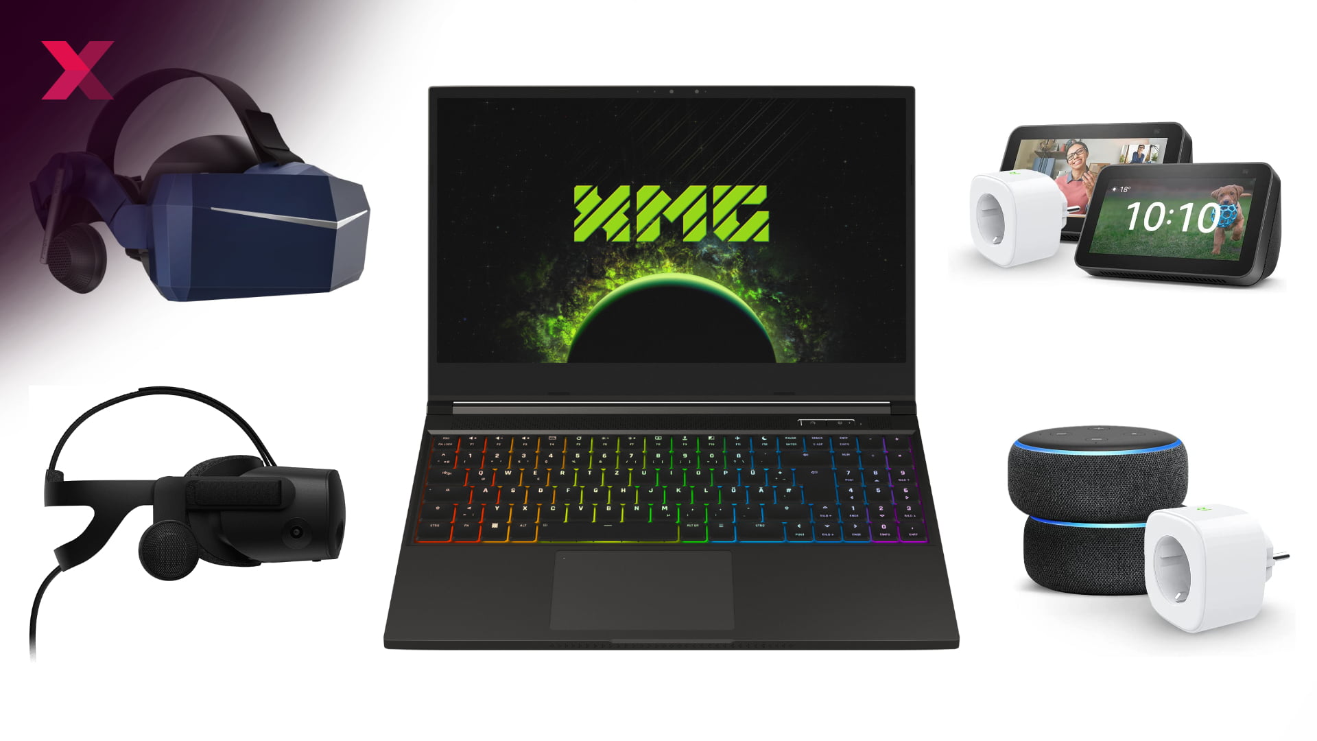 Heute in den Deals: Premium Gaming Laptops von XMG, VR-Brillen HP Reverb G2 und Pimax Vision 8K X, Alexa zum halben Preis und mehr.