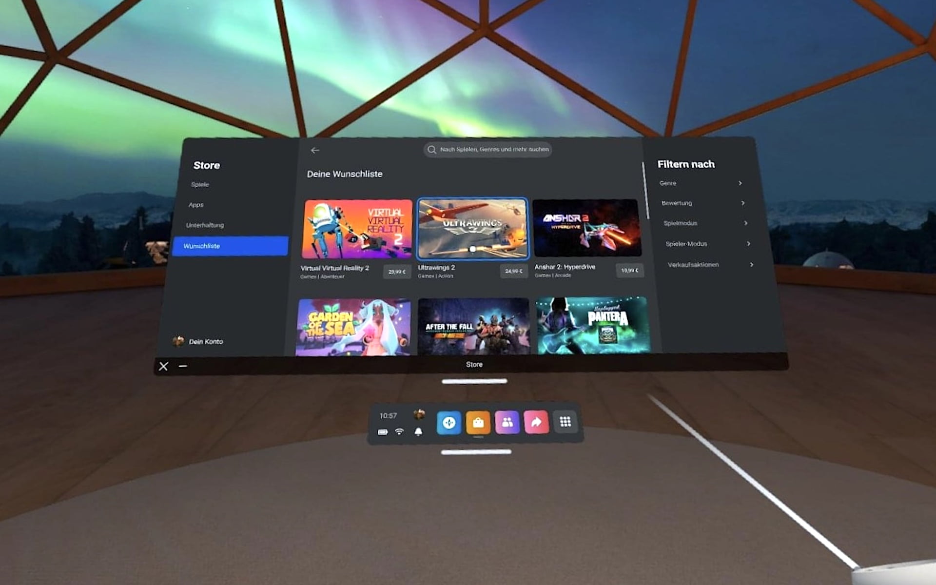 Das Quest-Store-Fenster in der Virtual Reality.