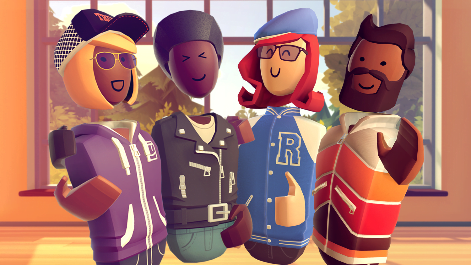 Vier Avatare treffen sich in der Social-App Rec Room.