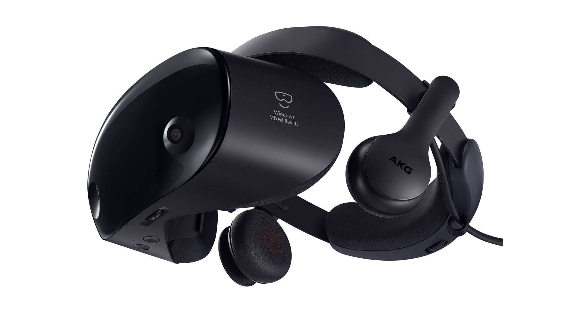 Samsung Odyssey Plus schwebend vor weißem Hintergrund.