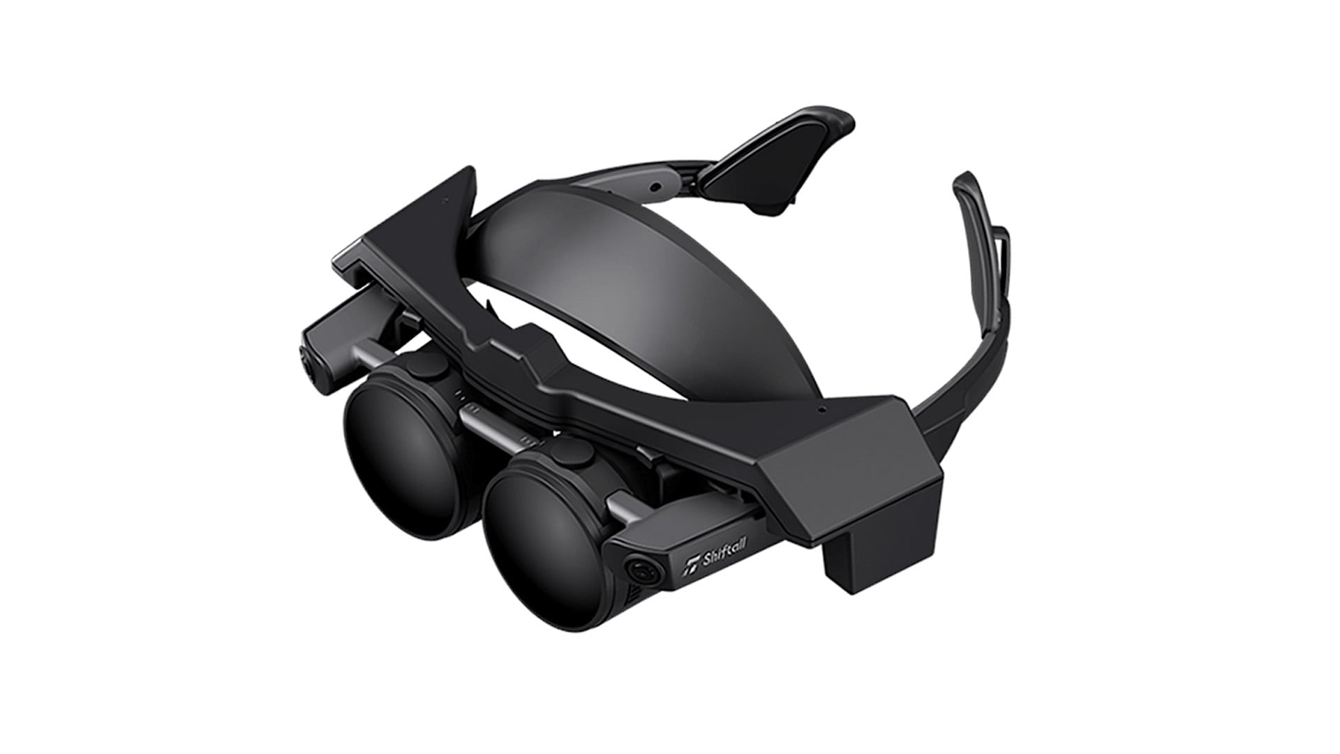 Die Consumer-Version der MeganeX-Brille schwebend vor weißem Hintergrund.