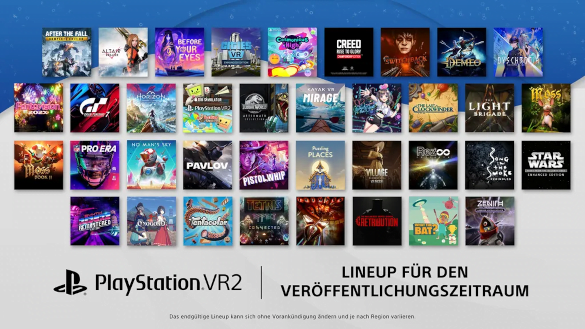 Eine Übersicht von 30 Titeln im PSVR2-Launch-Zeitraum